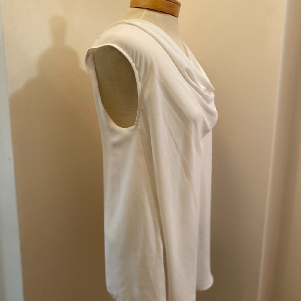 BCBG MAXAZRIA Ivory drape front sleeveless top